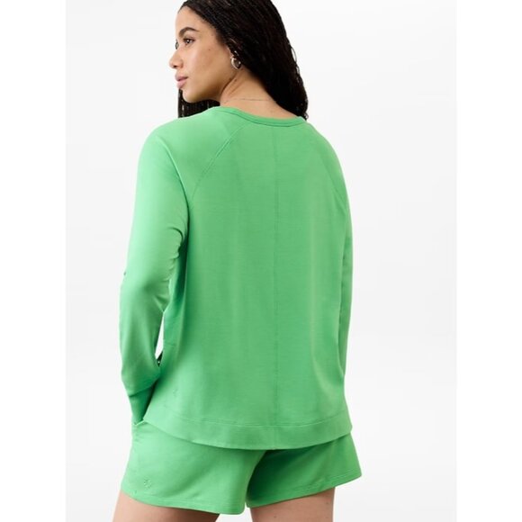 Athleta S Coaster Luxe Recover High Hip Sweatshirt Valley Green Small - Picture 2 of 6